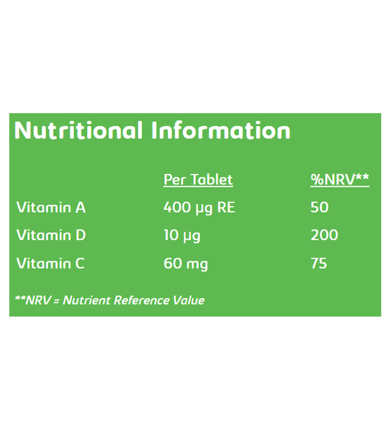 Haliborange Vitamin A, C & D Everyday Health For The Whole Family - 60 Chewable Tabltes Orange Flavour