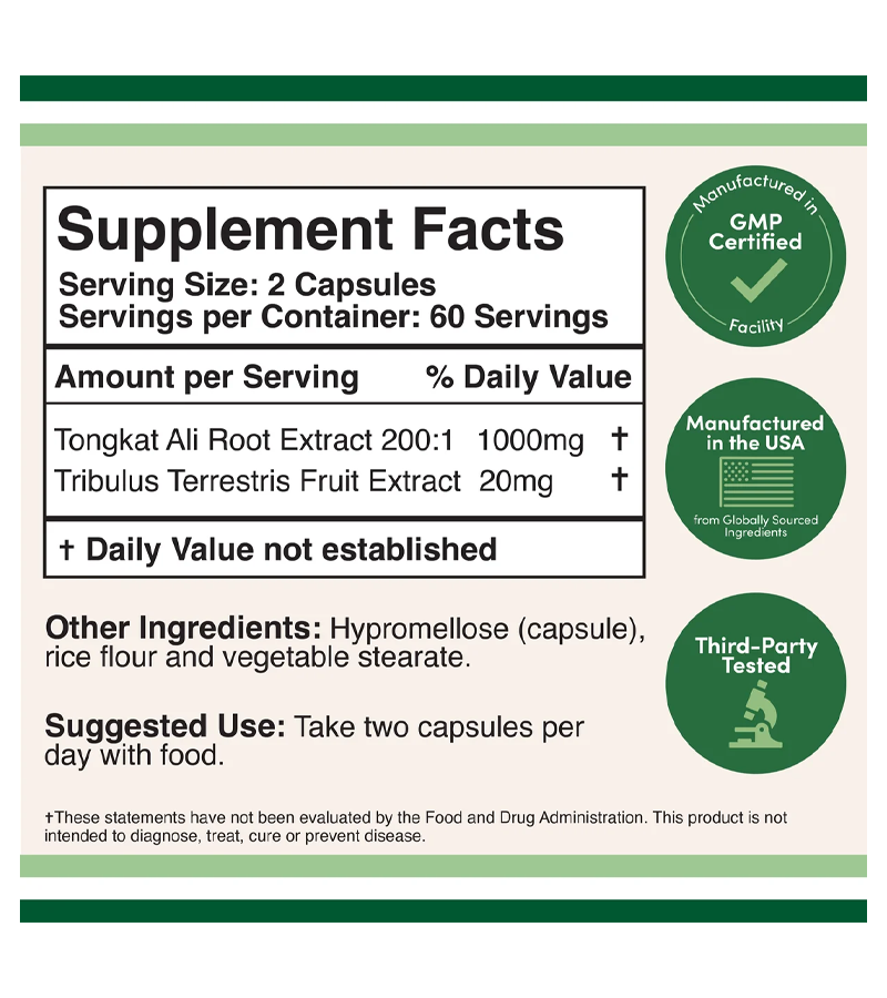 Tongkat Ali Complex 1020mg Per Serving - 120 Capsules
