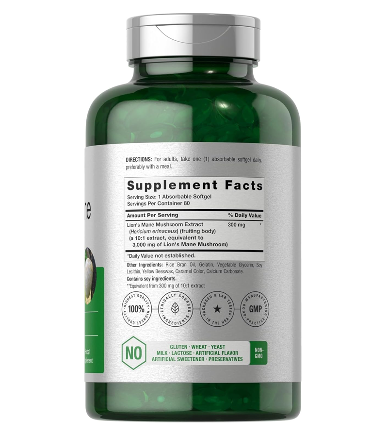 Lion's Mane Mushroom 3000 mg - 80 Softgels