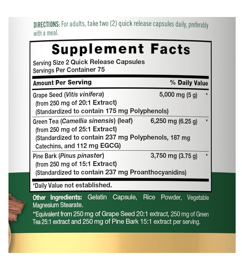 Grape Seed ,Green Tea & Pine Bark Complex - 150 Capsules