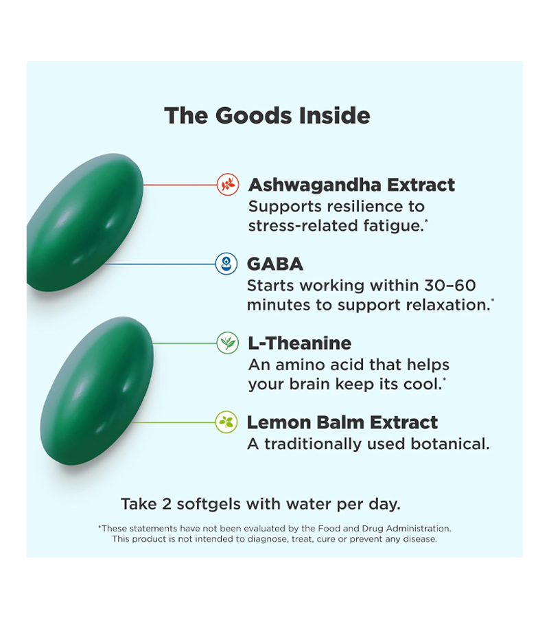 OLLY Ultra Strength Goodbye Stress, Stress Relief Supplement - 60 Softgels