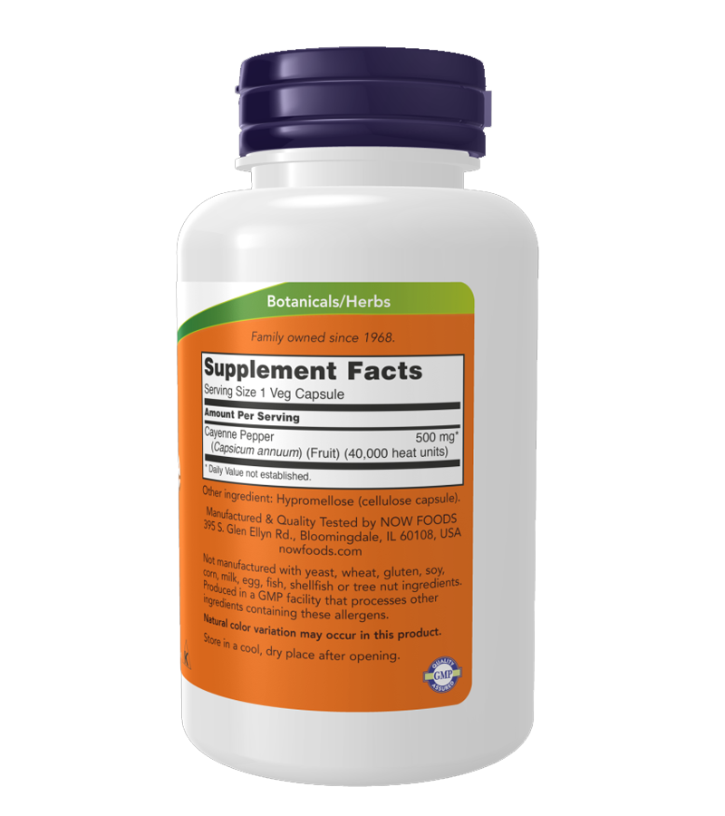 Cayenne 500 mg, Digestive & Circulation Support - 100 Veg Capsules