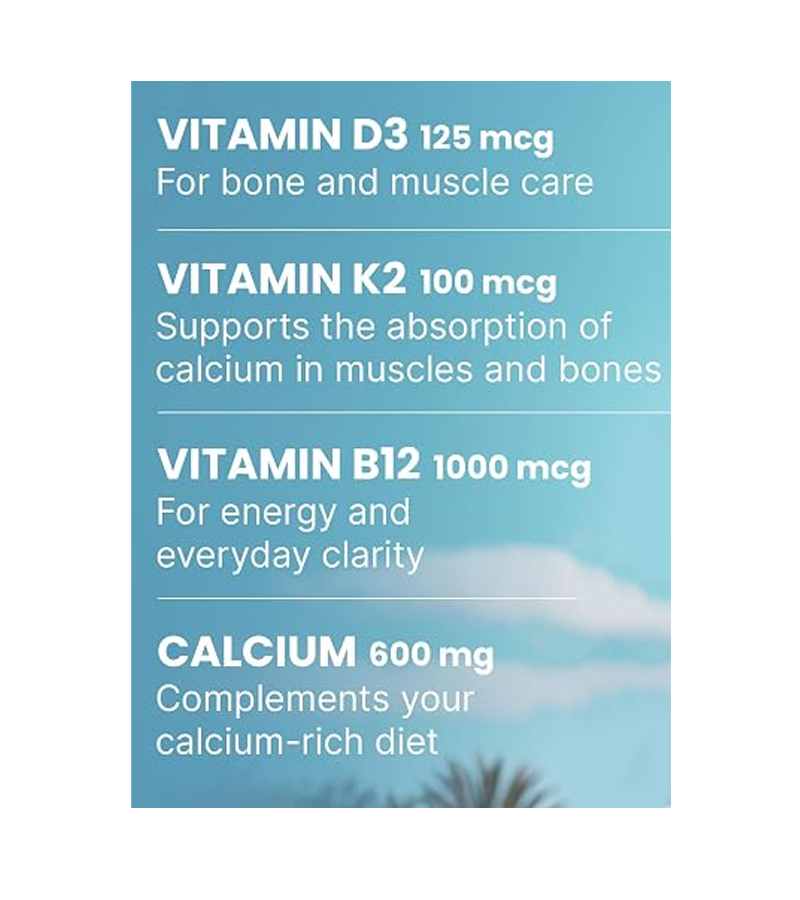 Calcium Plus Vitamins D3 + K2 + B12 - 120 Veg Capsules