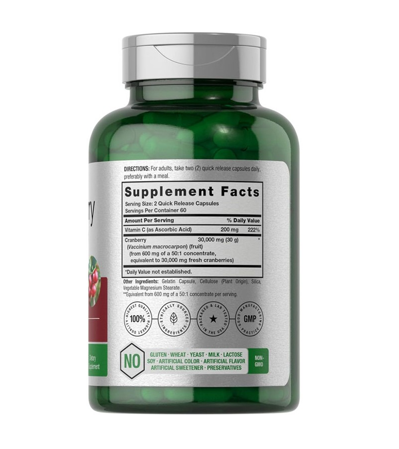 Cranberry Concentrate + Vitamin C 30,000mg - 120 Capsules