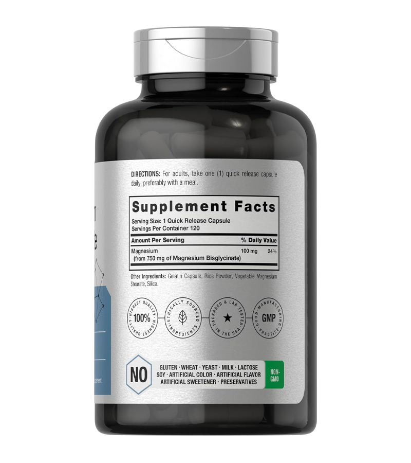 Magnesium Bisglycinate 750mg - 120 Capsules