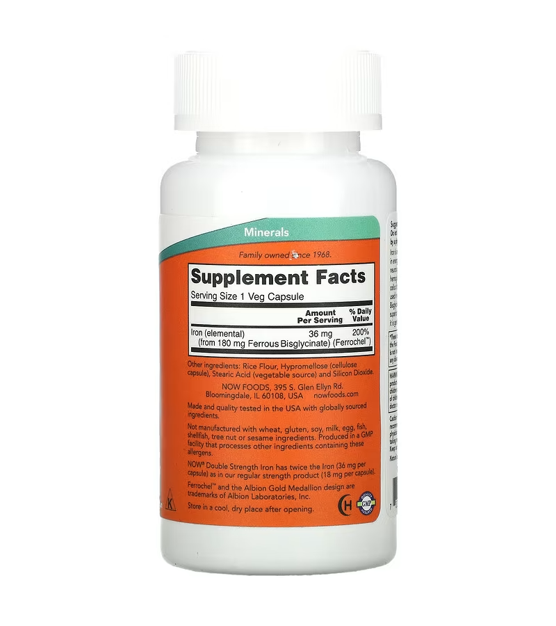 Iron 36 mg, Ferrochel (Iron Bisglycinate) - 90 Veg Capsules