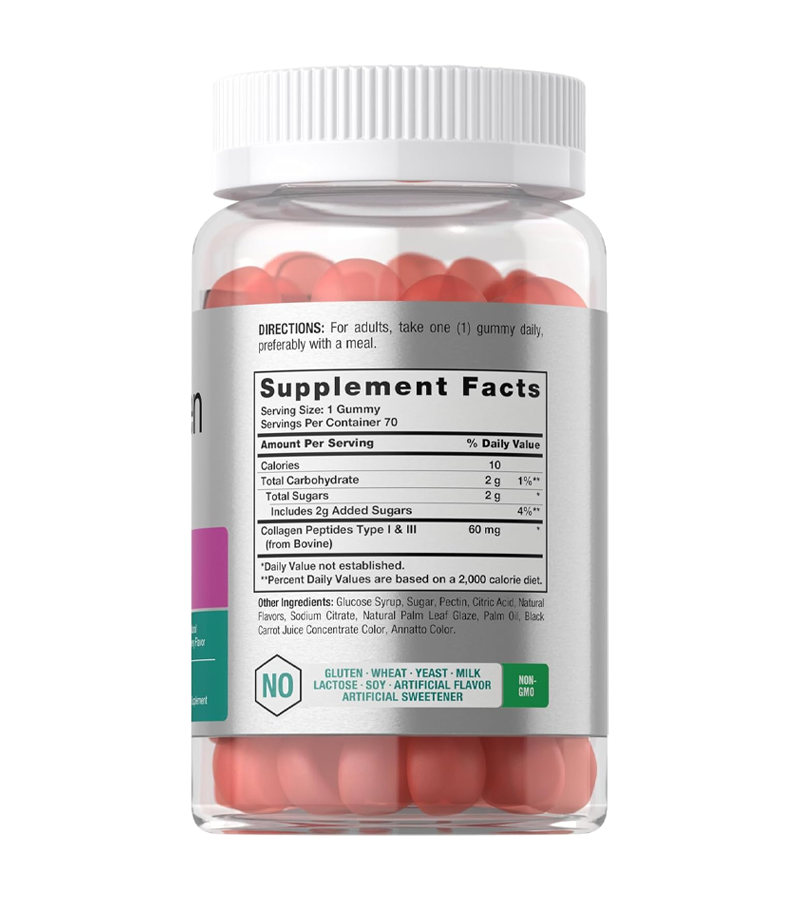 Collagen Peptides Type 1 and 3 Strawberry Flavored Gummy - 70 Gummies