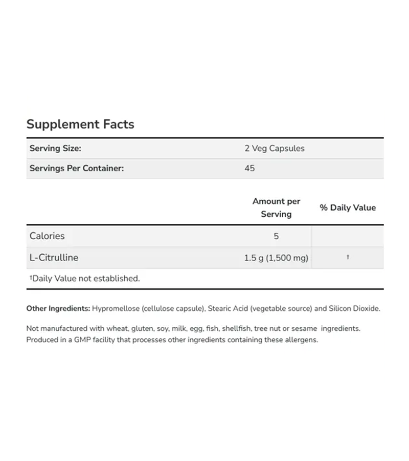 L-Citrulline 750mg - 90 Veg Capsules