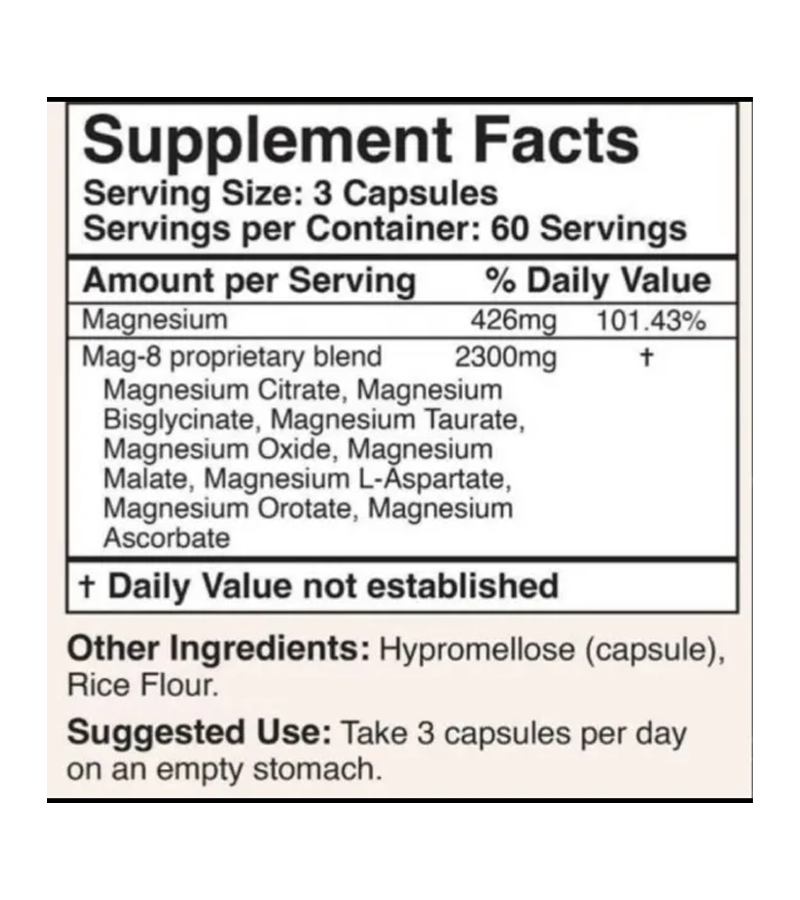 MAG-8 Magnesium Complex (Contains 8 Different Forms of Magnesium) - 180 Capsules