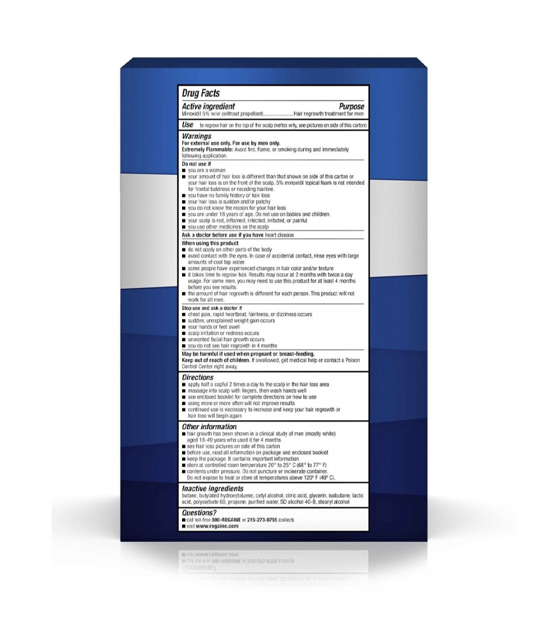 ROGAINE 5% Minoxidil Unscented Foam For Men
