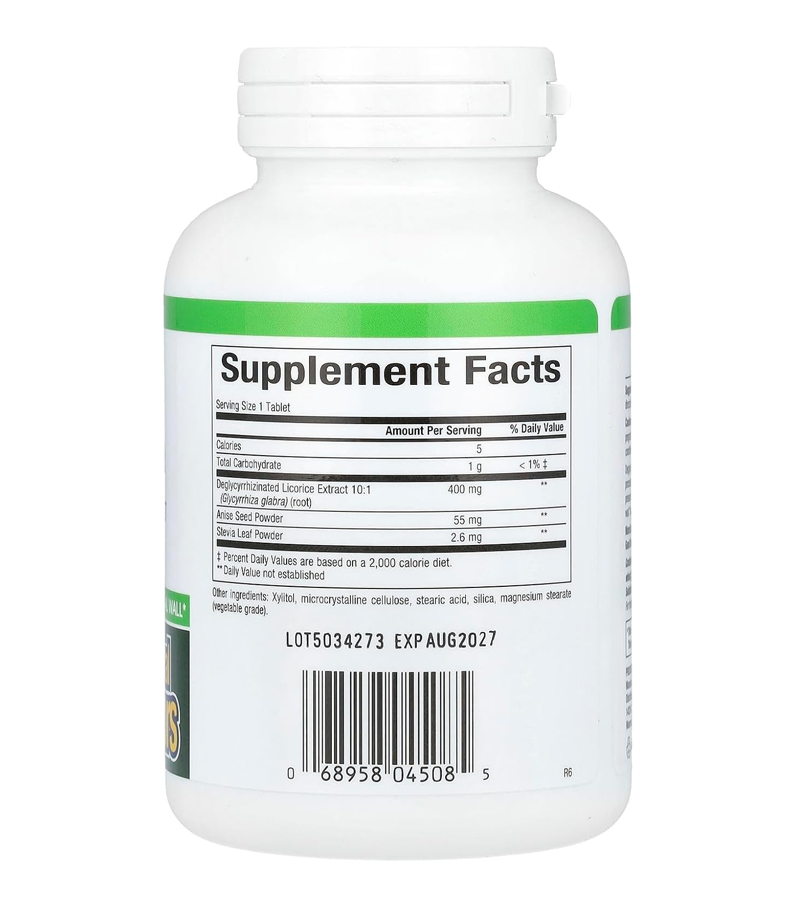 DGL Licorice Root Extract, Stomach & Digestive Support - 90 Chewable Tablets