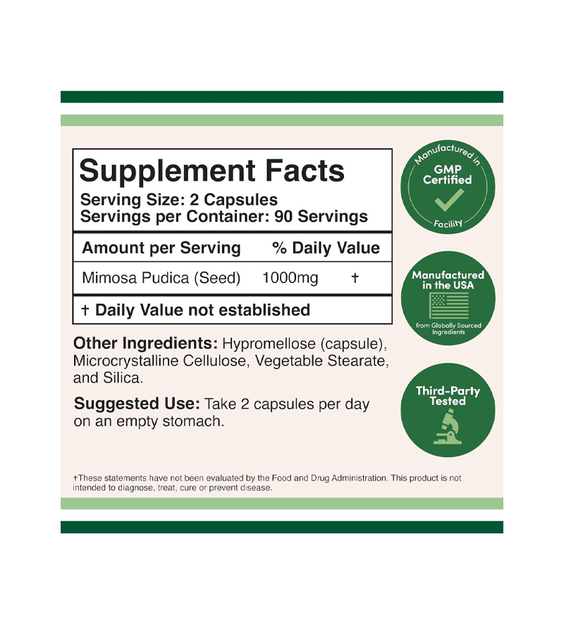 Mimosa Pudica Seed 1000mg - 180 Capsules