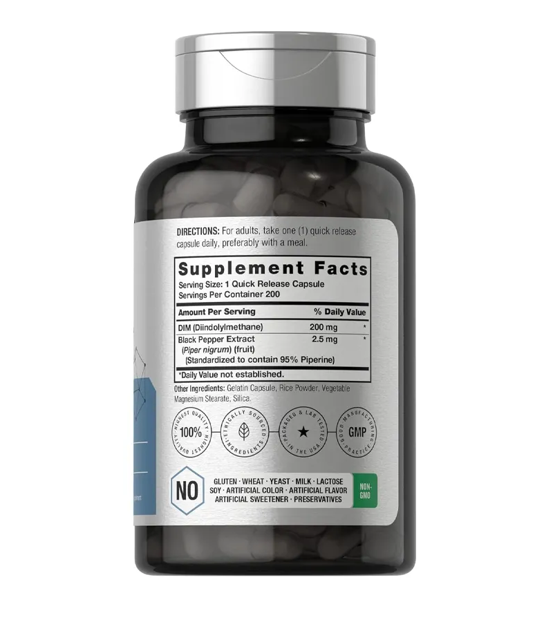 DIM (Diindolylmethane) - Hormone Balance for Women and Men 200mg - 200 Capsules