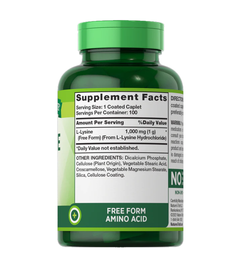 L-LYSINE 1000 MG - 100 Coated Caplets