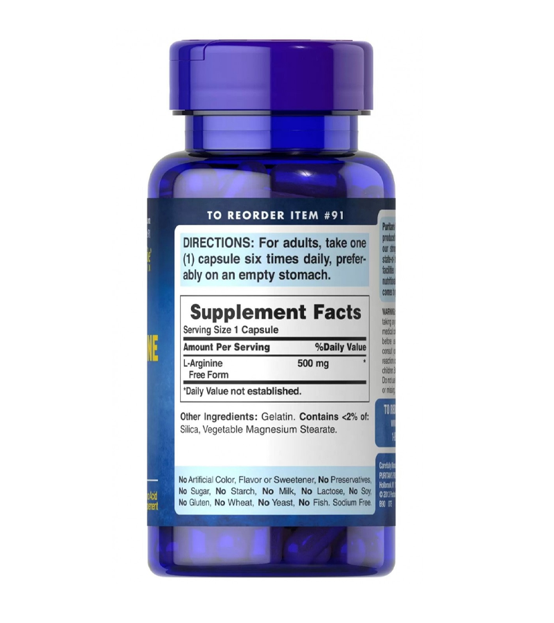 L-Arginine 500 mg - 100 Capsules