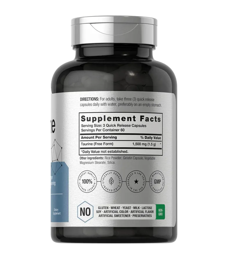 Taurine 1500mg - 180 Capsules