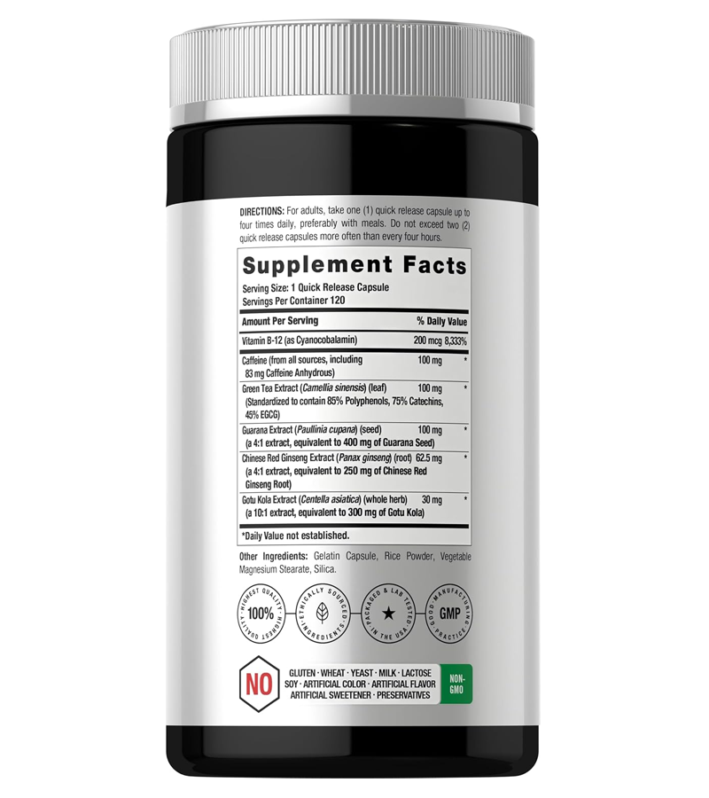 Energy Booster Supplement - 120 Capsules