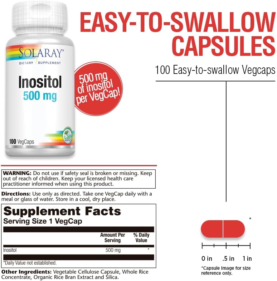 Inositol 500 mg, Nervous System & Brain Support - 100 VegCaps
