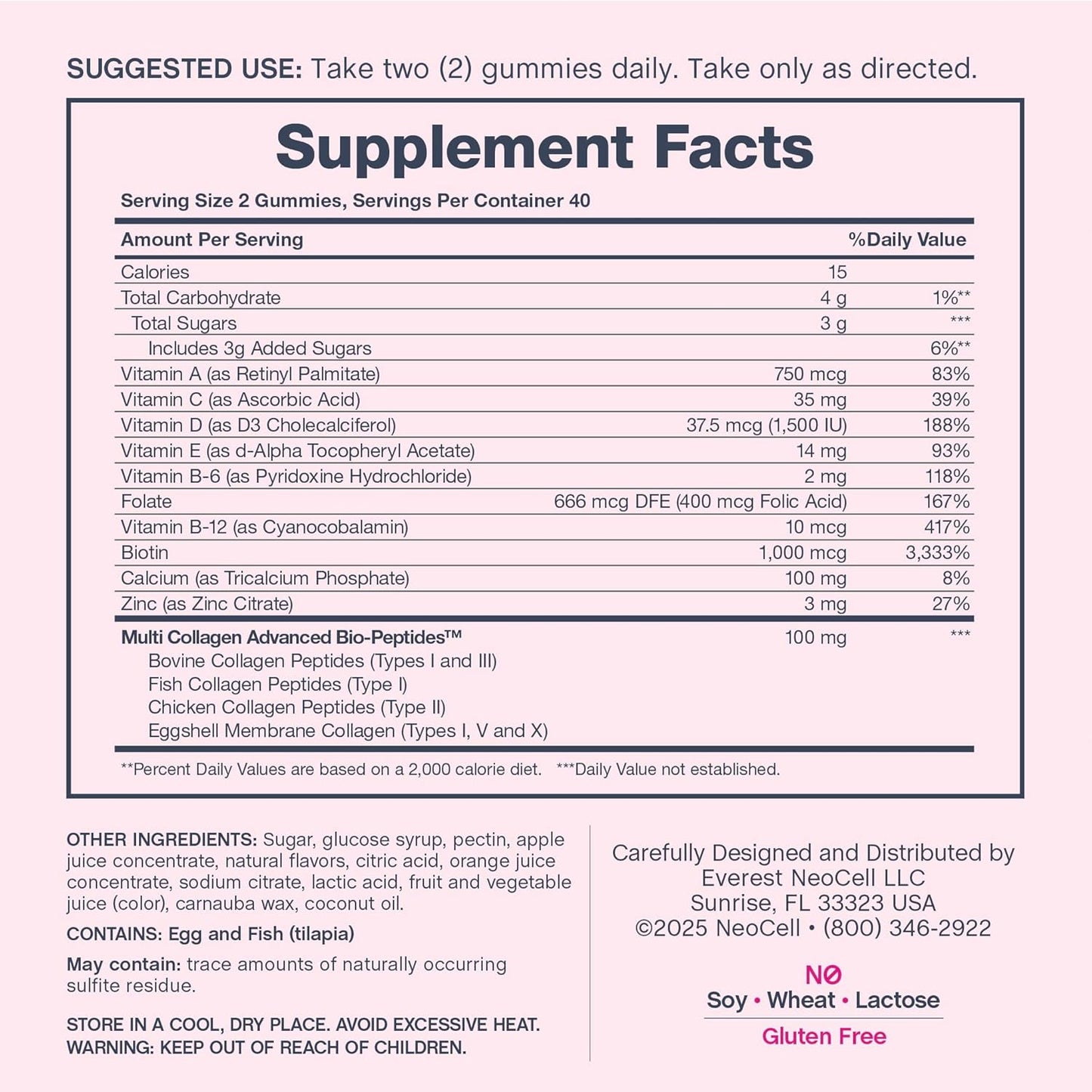 NeoCell Women's Multivitamin Gummy with Advanced Collagen And Essential Minerals - 80 Berry Flavor Gummies