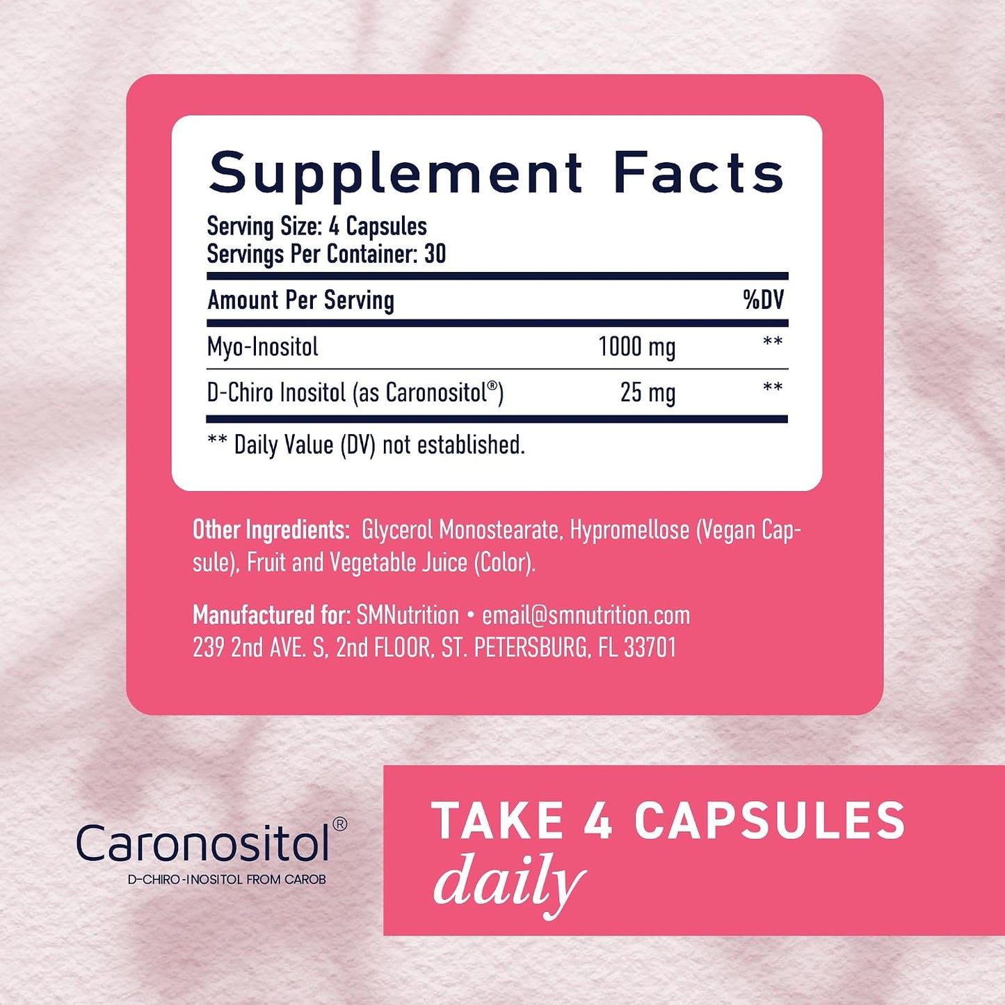 Myo-Inositol & D-Chiro Inositol for Hormone Balance for Women 1025 mg Per Serving - 120 Capsules