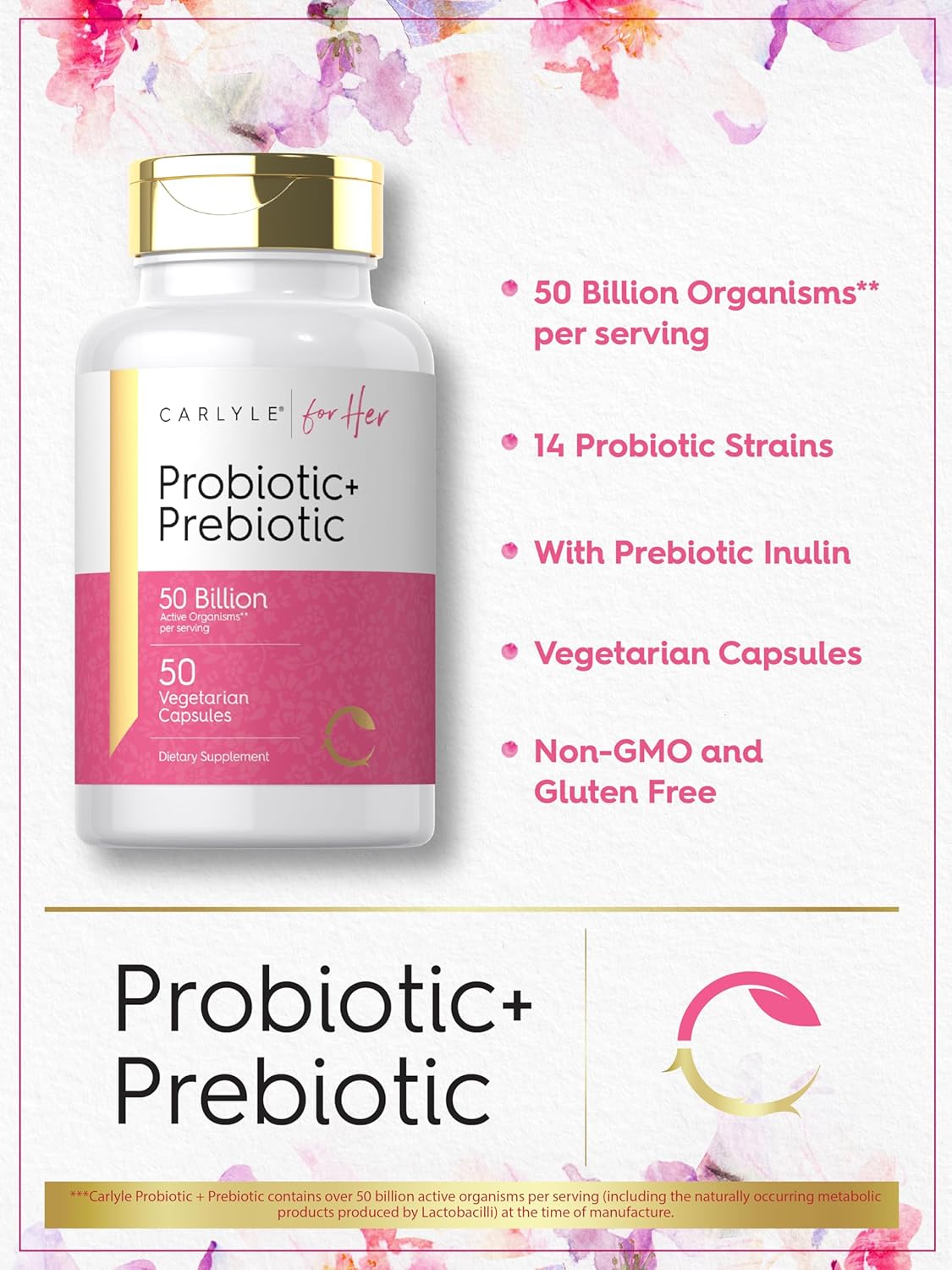 Probiotic and Prebiotic for Women 50 Billion - 50 Capsules