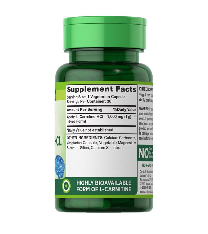 Acetyl L-Carnitine HCL 1,000 mg - 30 Quick Release Capsules