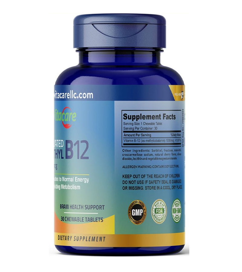 Activated Methyl B12 1000mcg - 30 Chewable Tablets