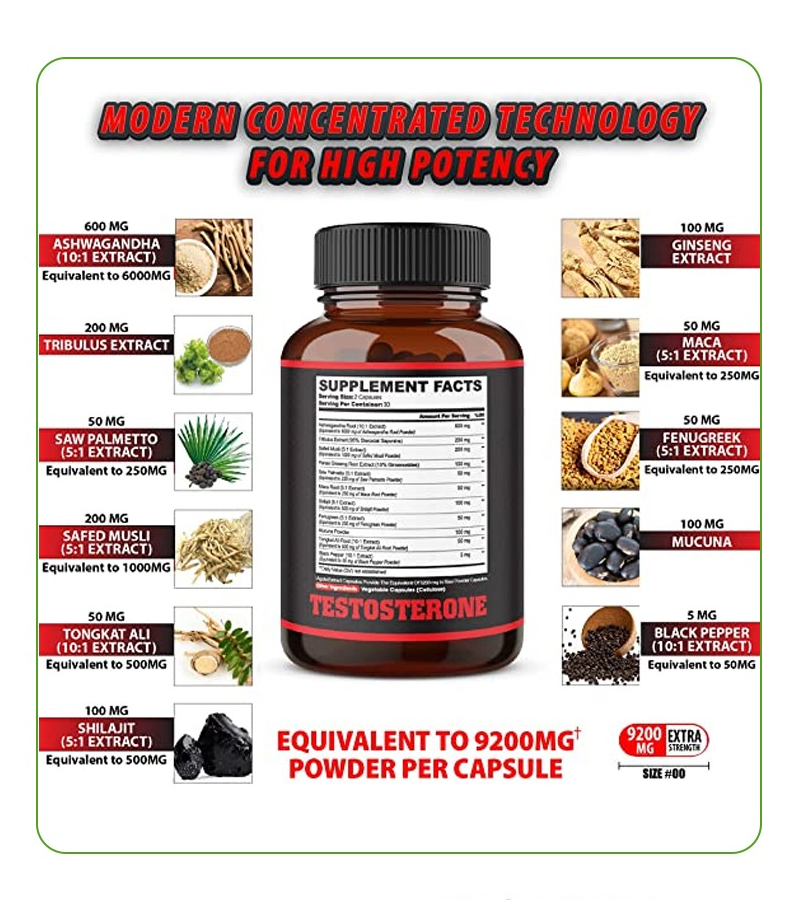 Agobi Testosterone Booster Supplement for Male - 60 Capsules