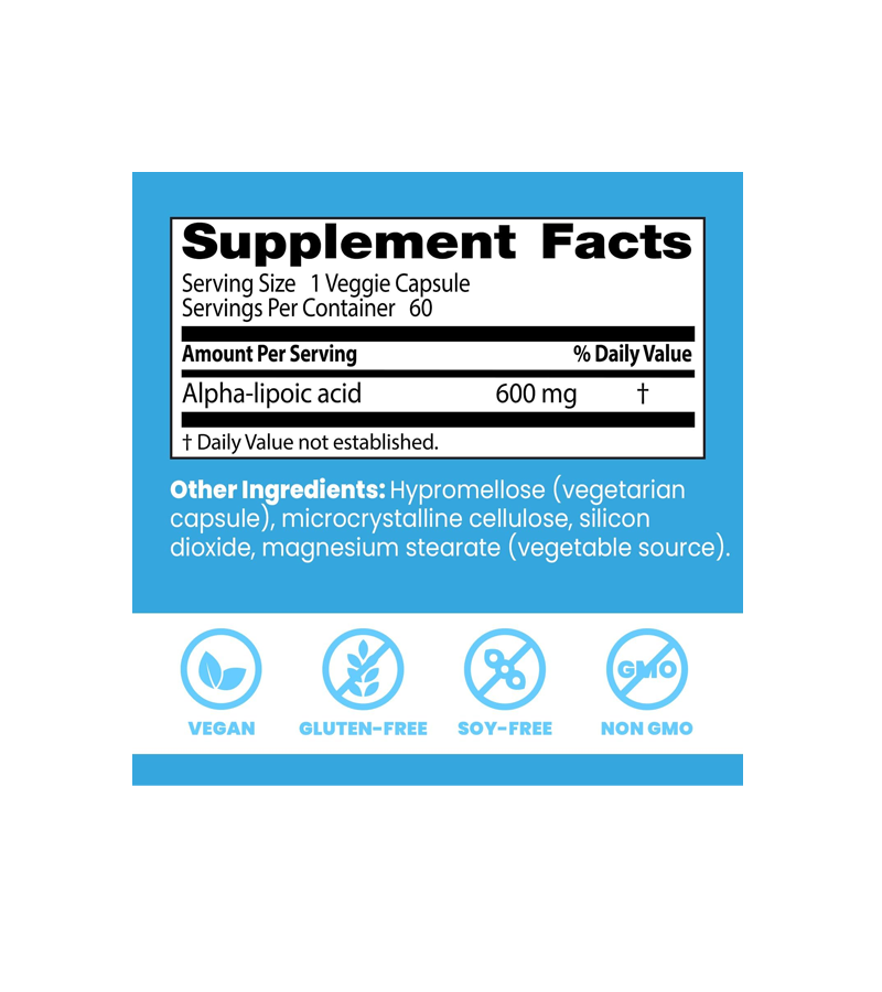 Alpha Lipoic Acid 600 mg - 60 Capsules