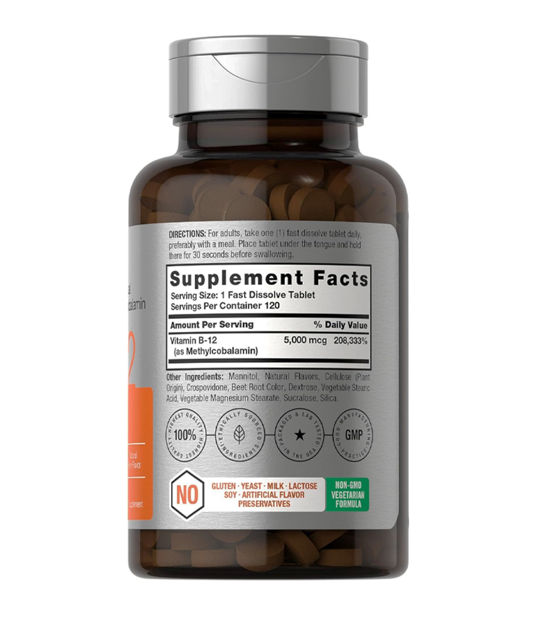 B-12 Sublingual Methylcobalamin 5000mcg - 120 Fast Dissolve Tablets