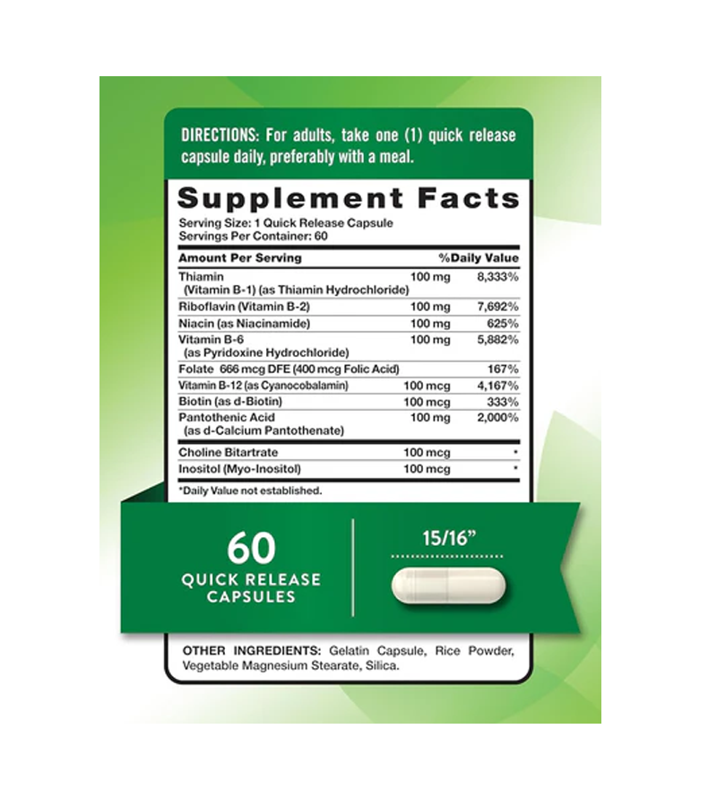 BALANCED VITAMIN B-100 B-COMPLEX - 60 Quick Release Capsules