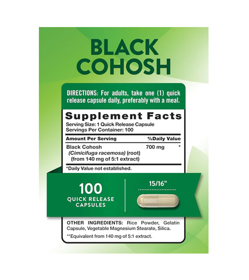 BLACK COHOSH 700 MG - 100 Capsules