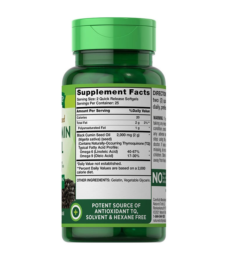 Black Cumin Seed Oil 2,000 mg - 50 Quick Release Softgels