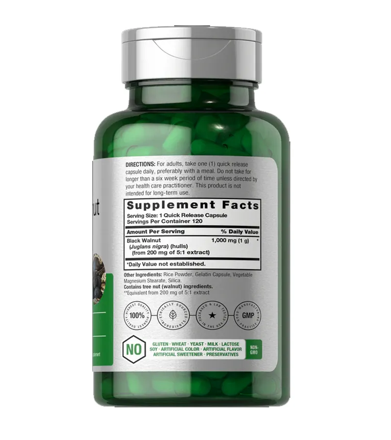 Black Walnut Hulls 1000mg - 120 Capsules