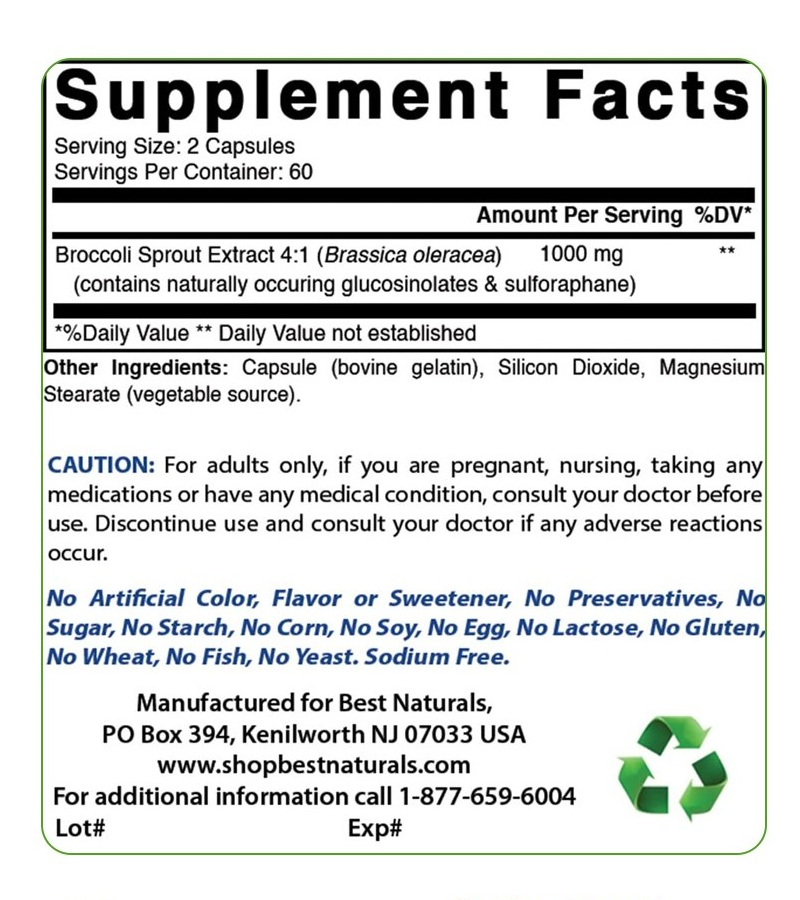 Broccoli Sprouts Extract , 1000 mg, 120 Count