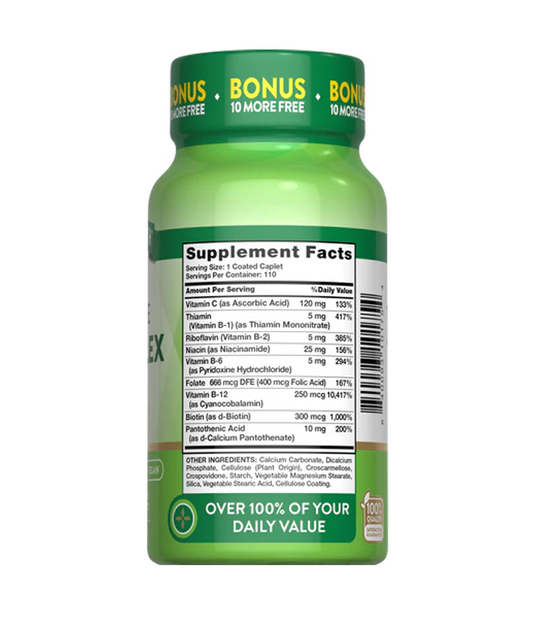 COMPLETE B-COMPLEX PLUS VITAMIN C - 100 Coated Caplets