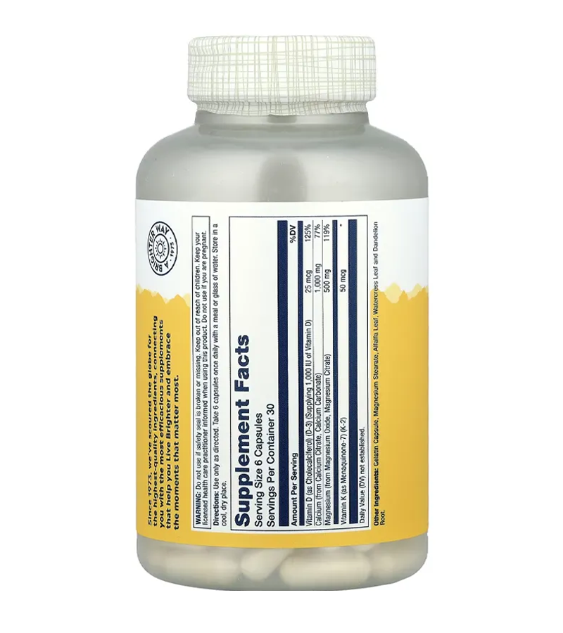 Cal-Mag Citrate 2:1 Ratio with D3 & K2 - 180 Capsules