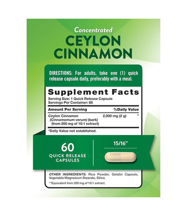 Ceylon Cinnamon 2000mg - 60 Capsules