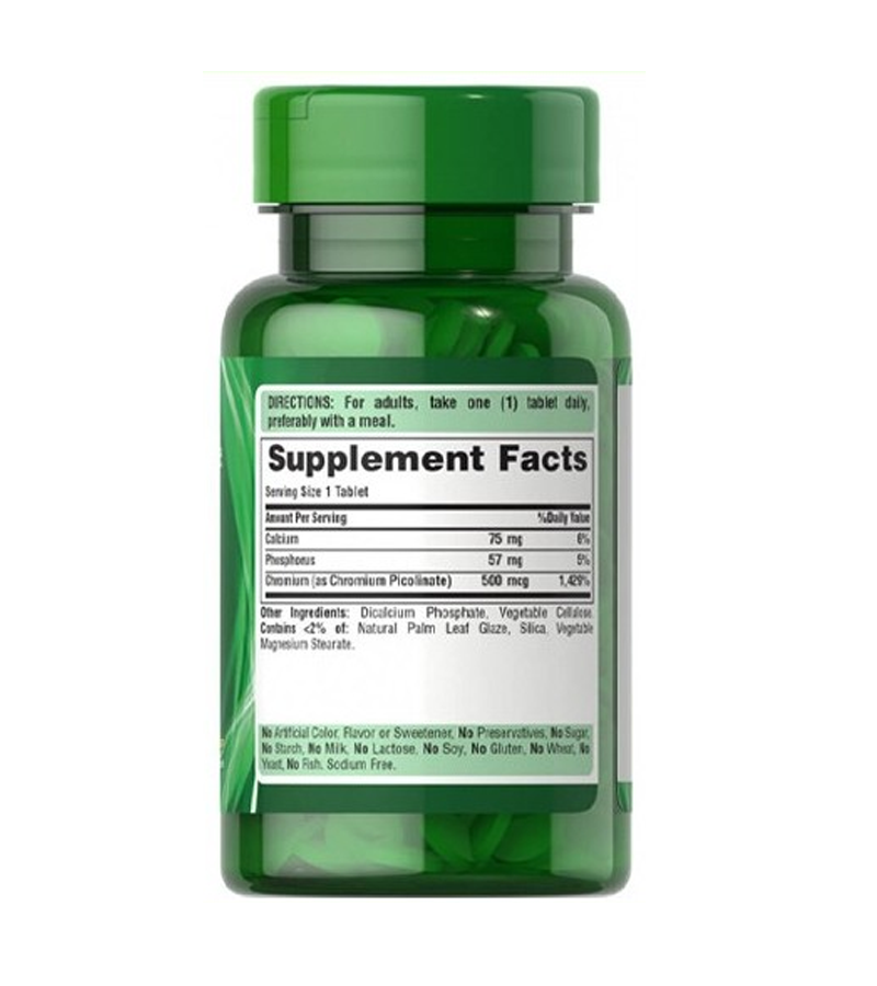 Chromium Picolinate 500 mcg Yeast Free - 100 Caplets