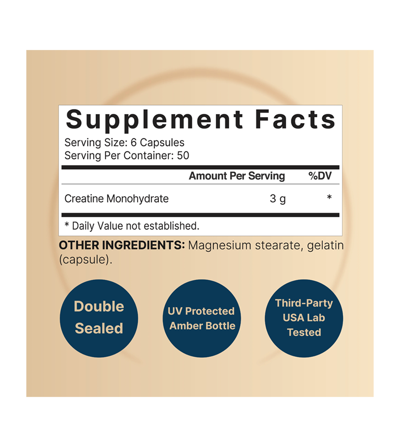 Creatine Monohydrate 3000mg, 300 Capsules