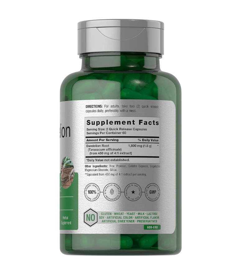 Dandelion Root Supplement 1800mg - 120 Capsules