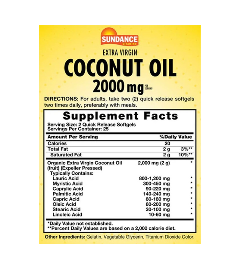 EXTRA VIRGIN COCONUT OIL 2000MG - 50 SOFTGELS