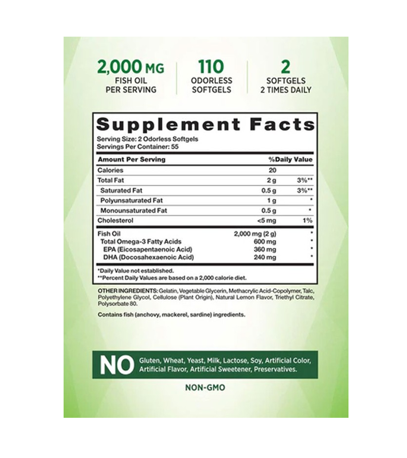 FISH OIL 2000 MG ODORLESS | LEMON FLAVOR - 110 SOFTGELS
