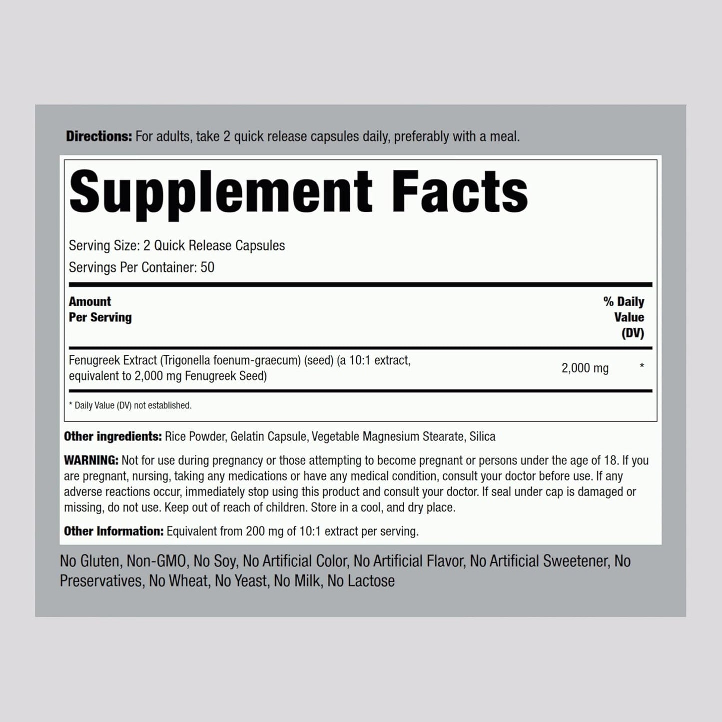 Fenugreek 2000mg - 100 Capsules