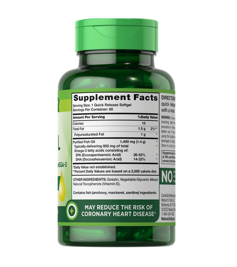 Fish Oil Omega 3 1400 mg - 60 Quick Release Softgels
