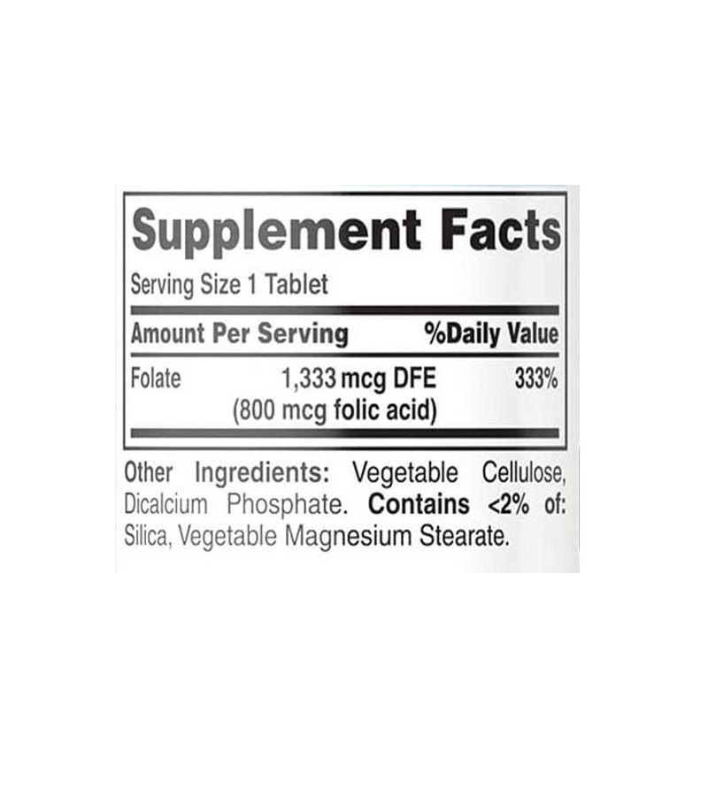 Folic Acid 800 mcg - 250 Tablets