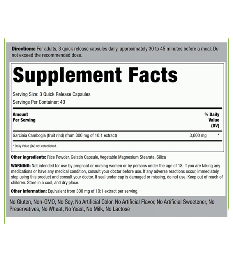 Garcinia Cambogia 3000mg - 120 Capsules