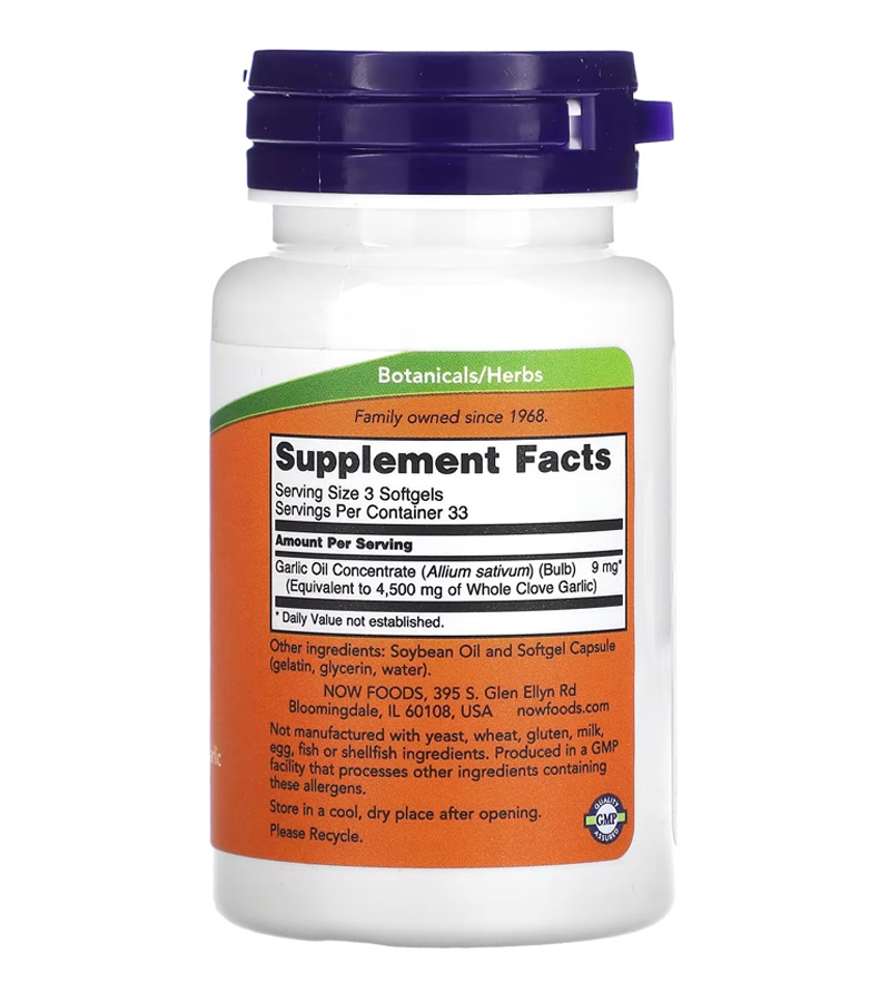 Garlic Oil Now Foods 1500 mg -100 Softgel