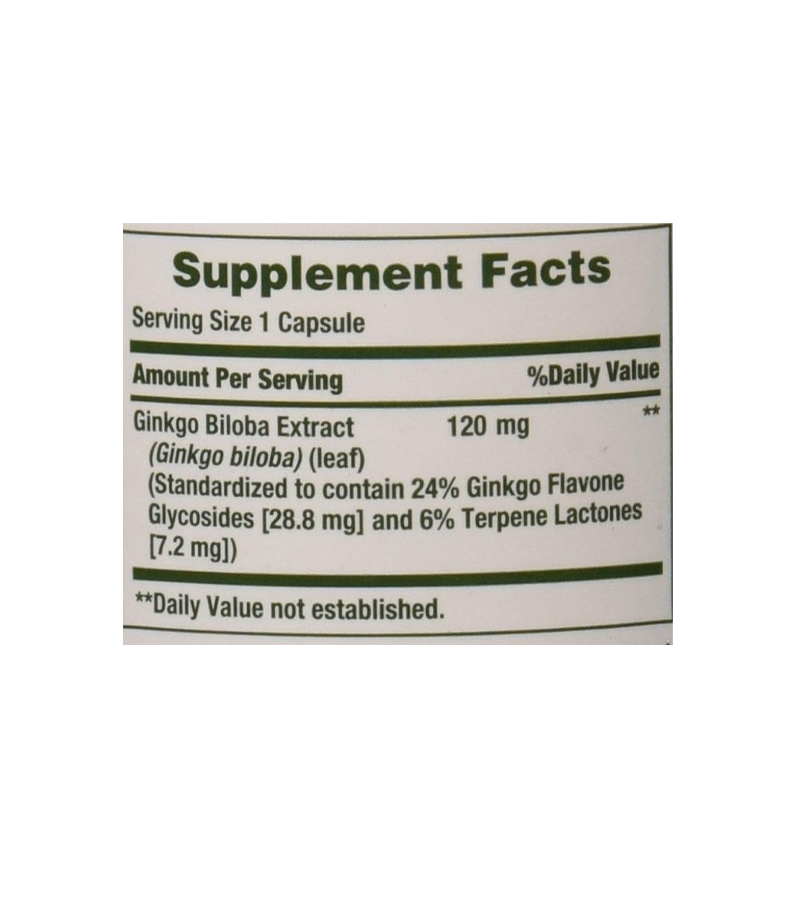 Ginkgo Biloba Standardized Extract 120 mg - 100 CAP