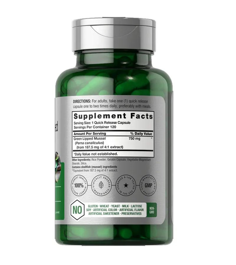 Green Lipped Mussel 750mg - 120 Capsules